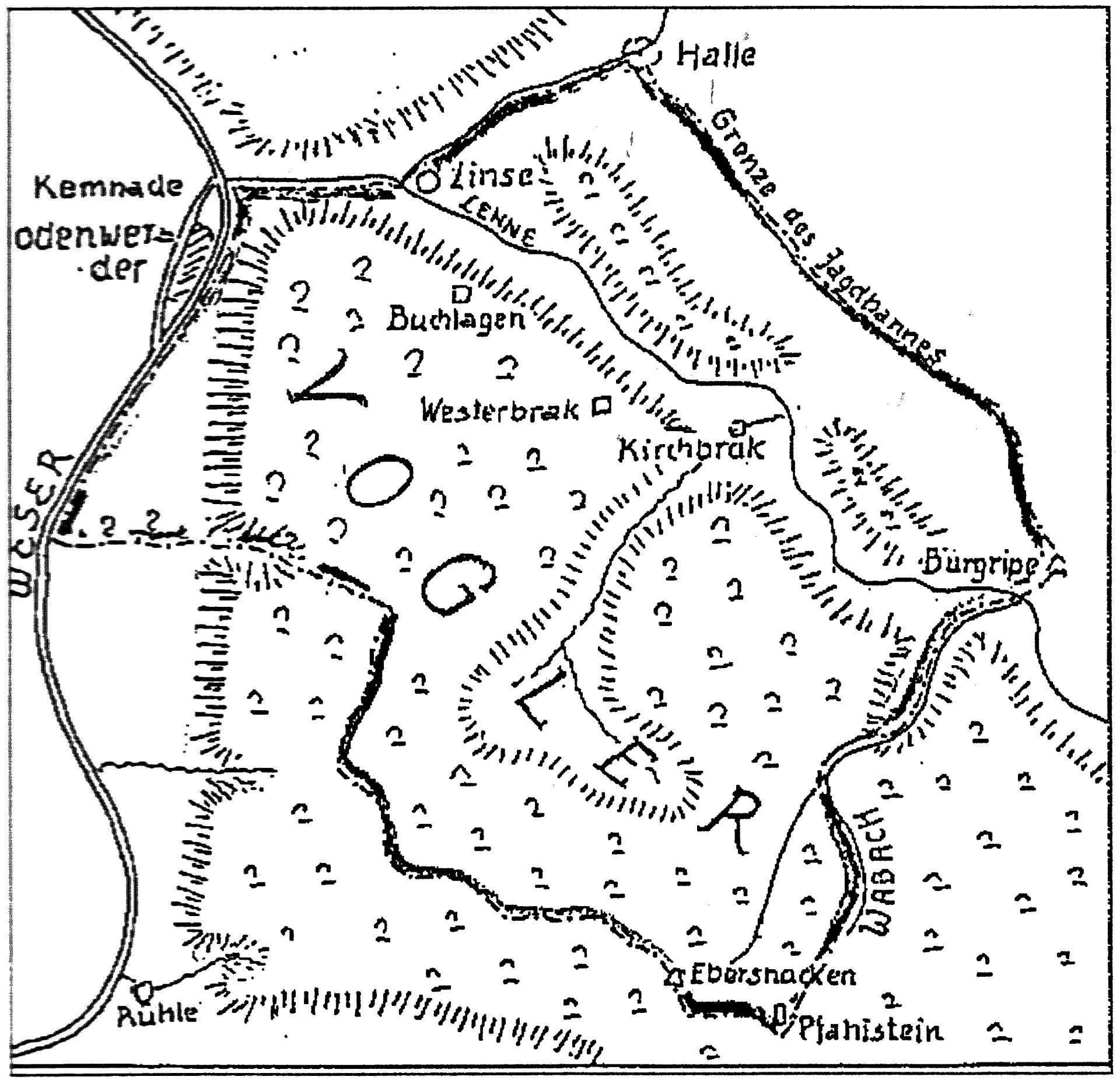 Karte mit der Grenze des Jagdbannes